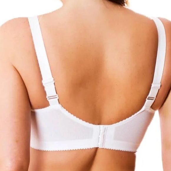 New Elila Full Figure Embroidered Microfiber Wire-Free Bra White 1301 - Picture 3 of 7